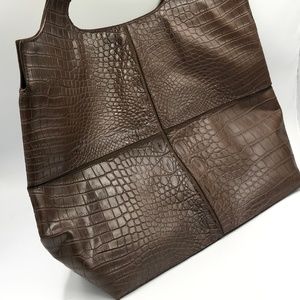 Raven Kauffman Brown Croc Calf Bag NEW